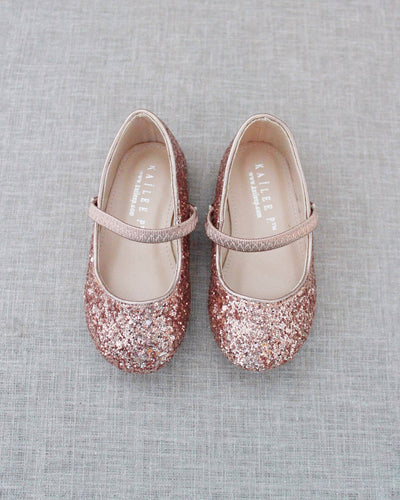 Girls Rose Gold Shoes, Ballet flats, Mary Jane, Heels, Birthday Shoes
