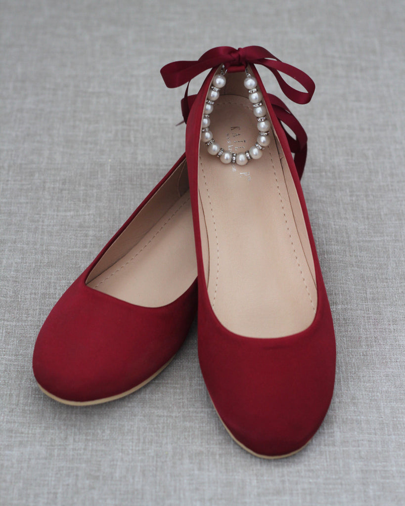 red round toe flats