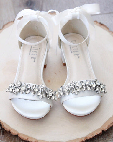 ivory satin flower girl shoes
