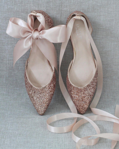 rose gold girls flats