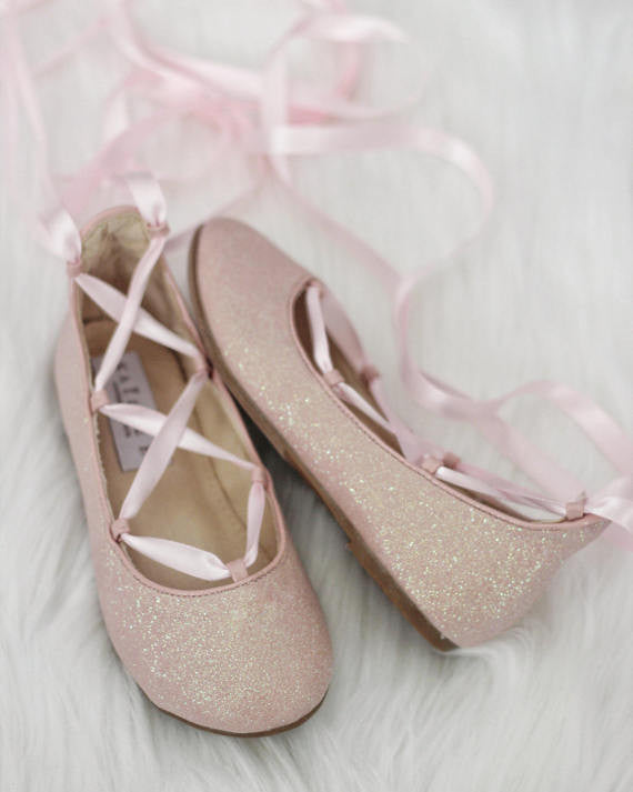 blush lace up flats