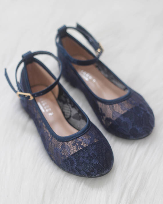 NAVY New Lace Ballet Flats With Ankle 