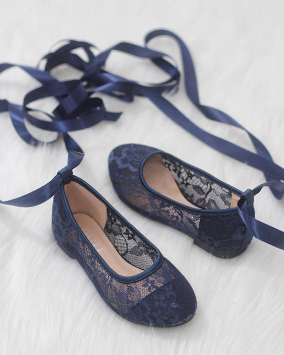 blue ballet shoes with ribbon