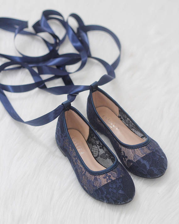 navy lace flats