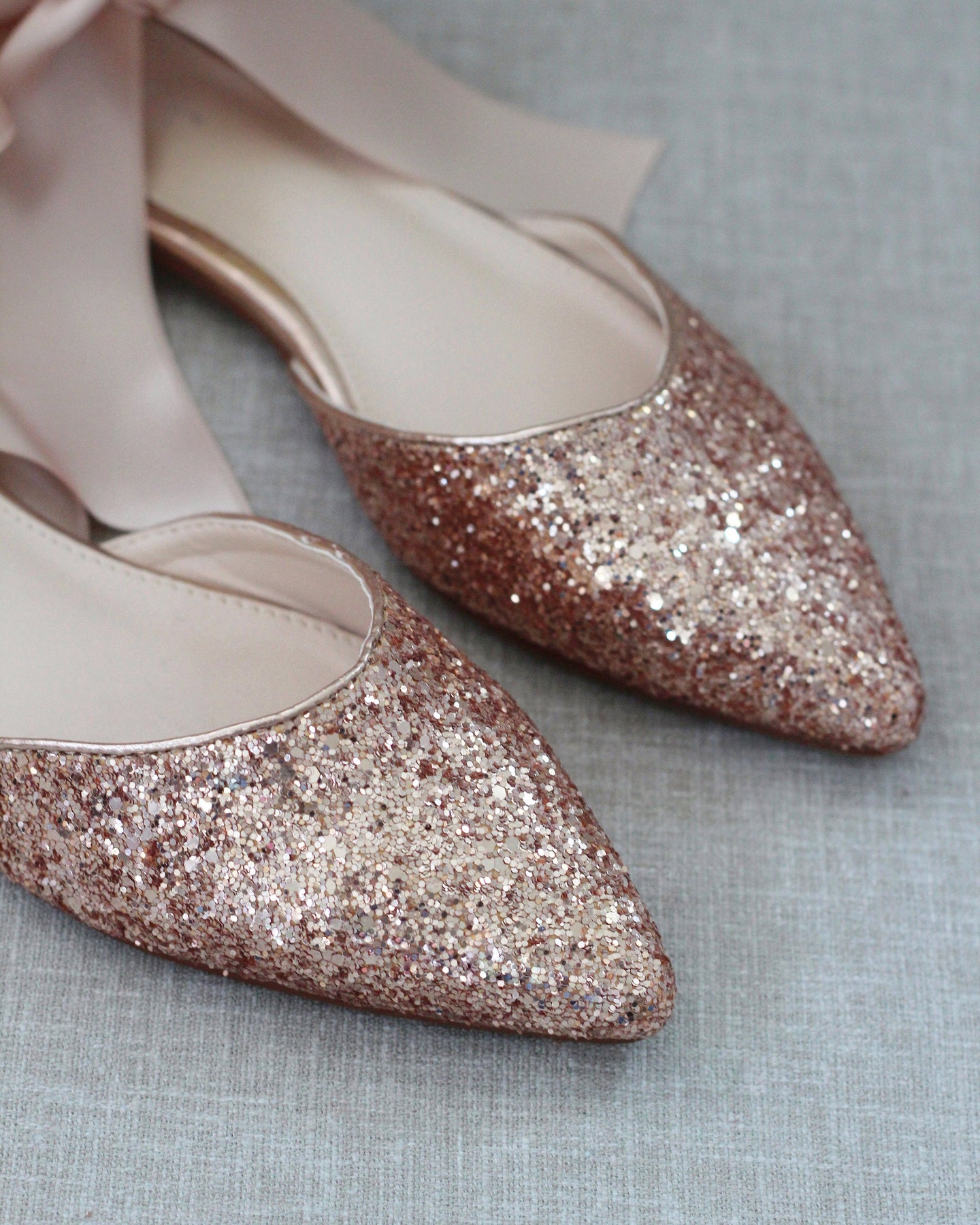 rose gold sparkly flats