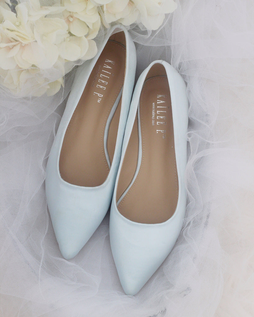 blue satin bridal shoes