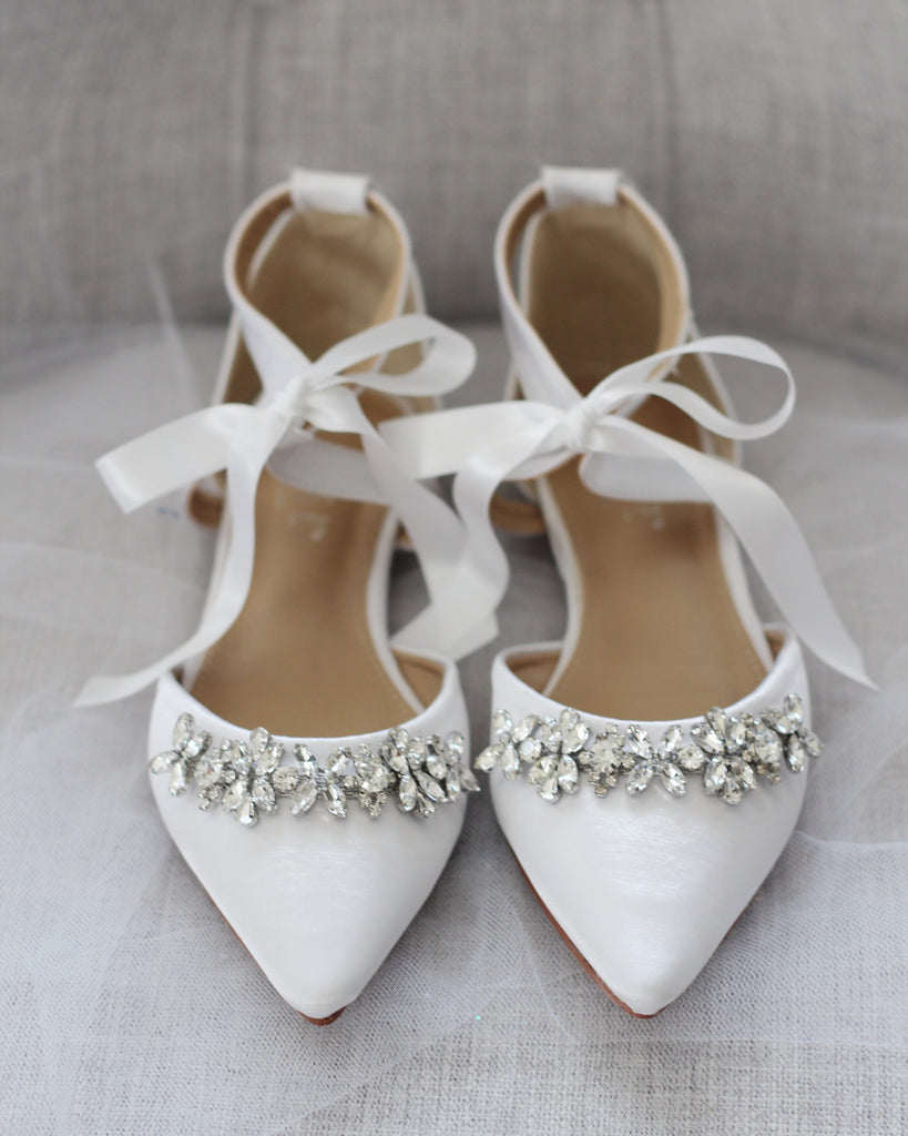 white floral flats