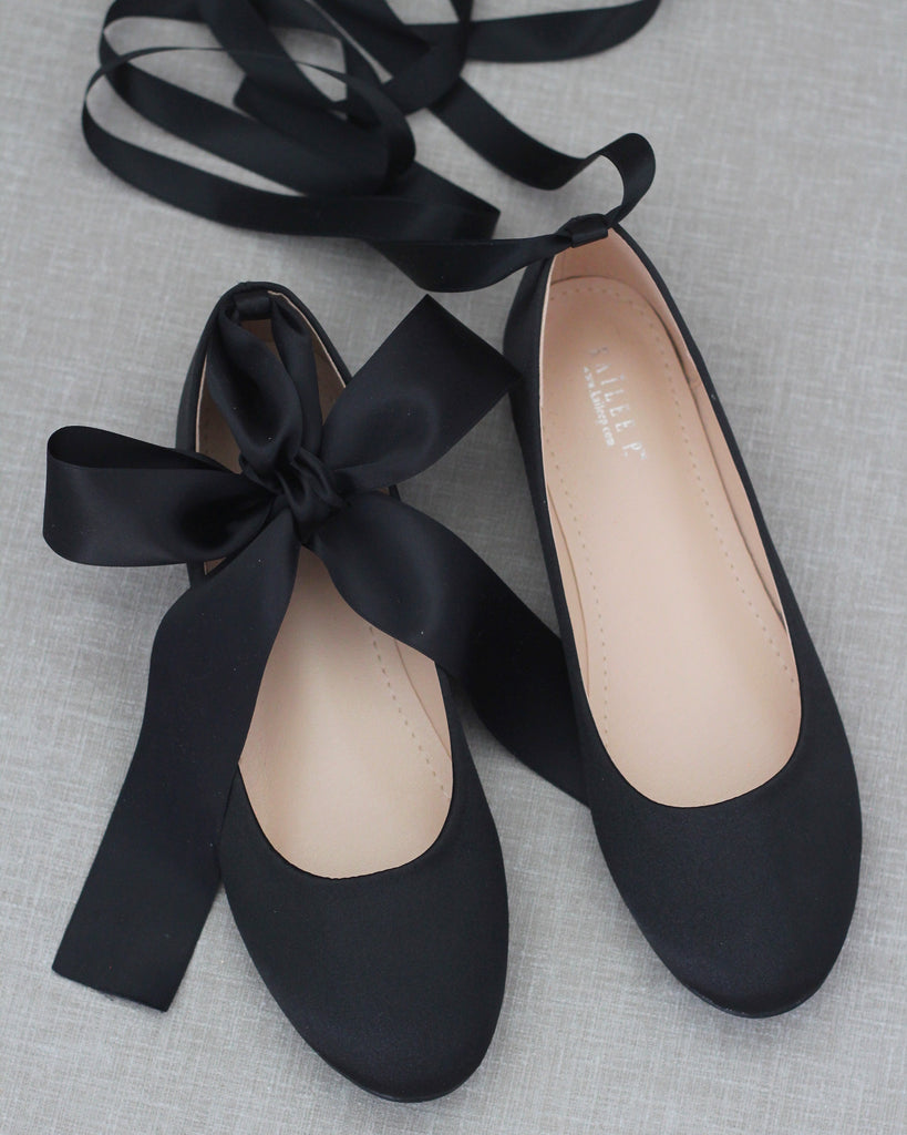 black satin flats womens shoes