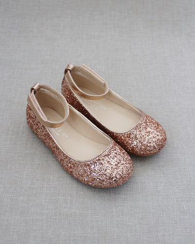 Girls Rose Gold Shoes, Ballet flats, Mary Jane, Heels, Birthday Shoes