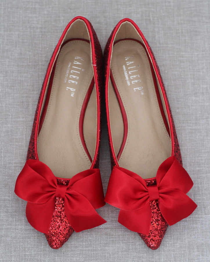 red pointed toe flats