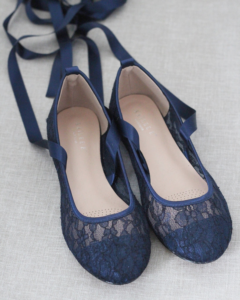 navy lace up flats
