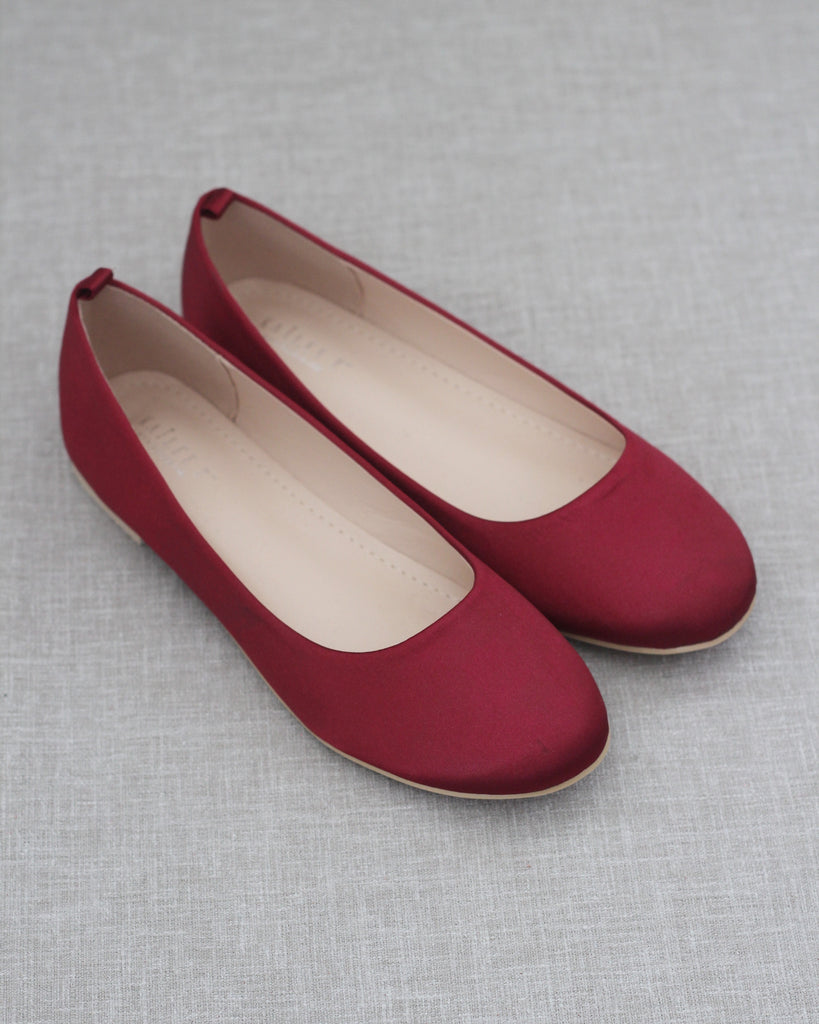 red round toe flats