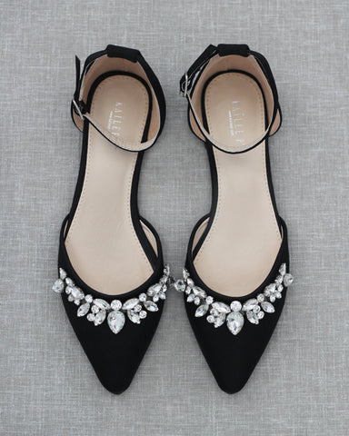 Glundy White Satin Ankle Strap Pointed-Toe Pumps