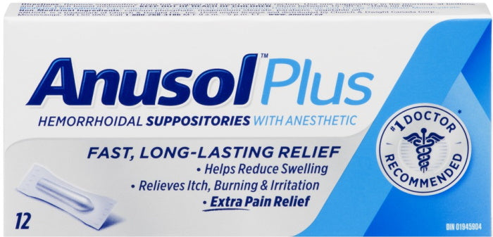 Anusol Plus Hemorrhoidal Suppositories - 12 Count