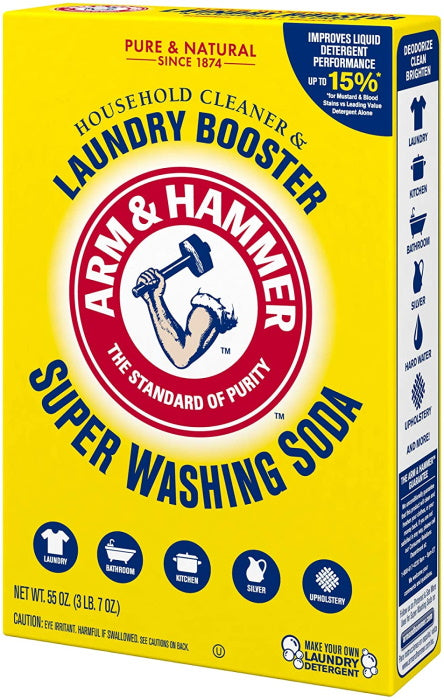 Arm & Hammer Super Washing Soda Detergent Booster & Household Cleaner - 55 Oz
