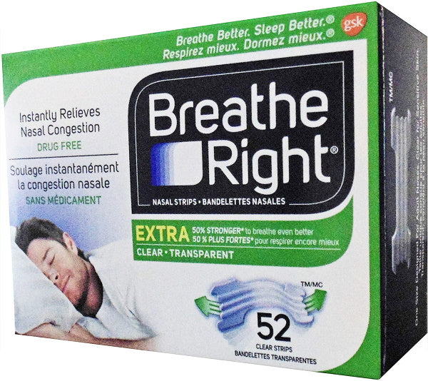 Breathe Right Extra Clear Nasal Strips - 52 Strips