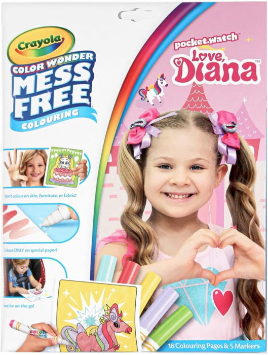 Crayola Colour Wonder Love Diana - Mess Free Colouring Pages with 5 Markers Included