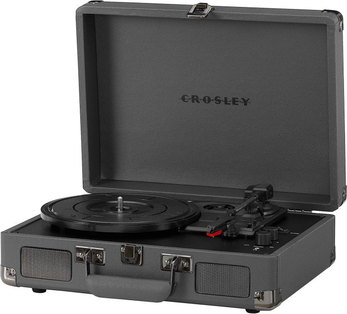 Crosley Cruiser Plus Vintage 3-Speed Bluetooth in/Out Suitcase Vinyl Record Player Turntable - Slate - CR8005F-SG