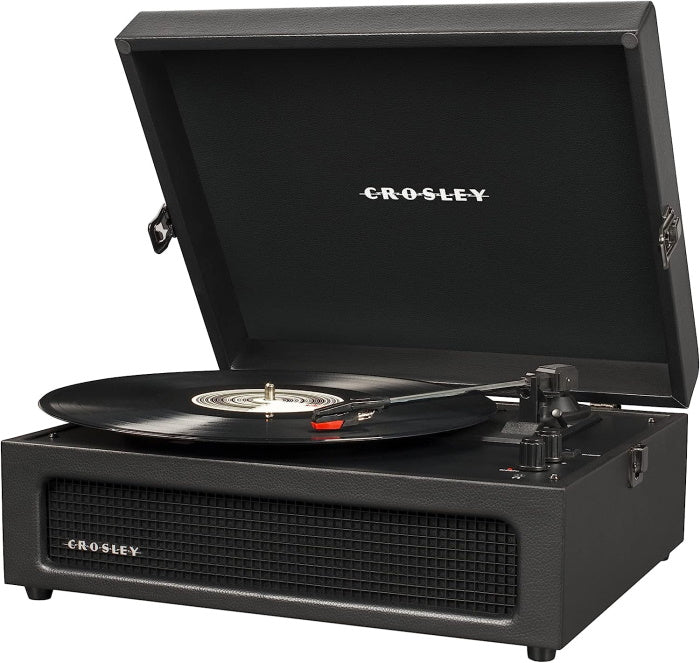 Crosley Voyager Vintage Portable Vinyl Record Player Turntable with Bluetooth in/Out and Built-in Speakers - Black - CR8017B-BK
