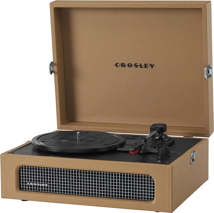 Crosley Voyager Vintage Portable Vinyl Record Player Turntable with Bluetooth in/Out and Built-in Speakers - Tan - CR8017B-TA