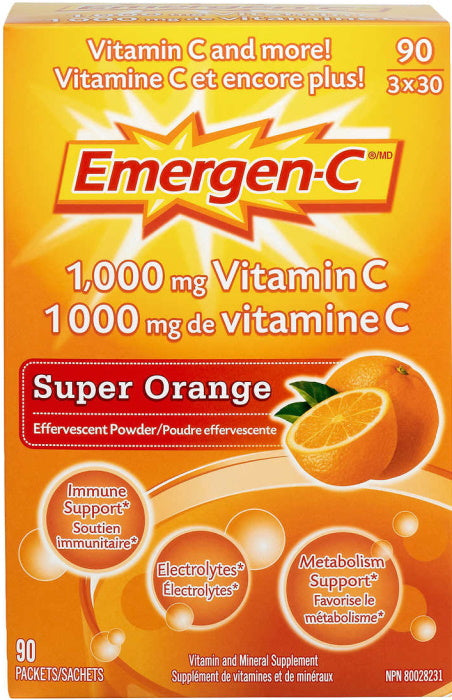 Emergen-C Vitamin C 1000mg Powder Supplement - Super Orange - 90 Packets