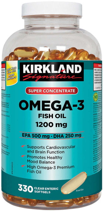 Kirkland Signature Super Concentrate Omega 3 Fish Oil 1200mg Softgels - 330-Count