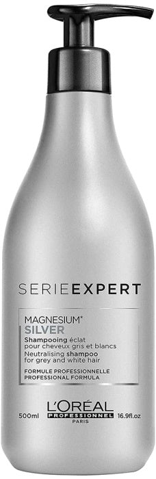 L'Oreal Professionnel Serie Expert Silver Magnesium Neutralising Shampoo for Grey and White Hair - 500mL / 16.9 Fl Oz