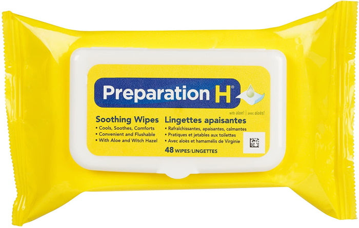 Preparation H Soothing Wipes for Hemorrhoid Cleansing with Aloe and Witch Hazel - Flushable - 48-Count