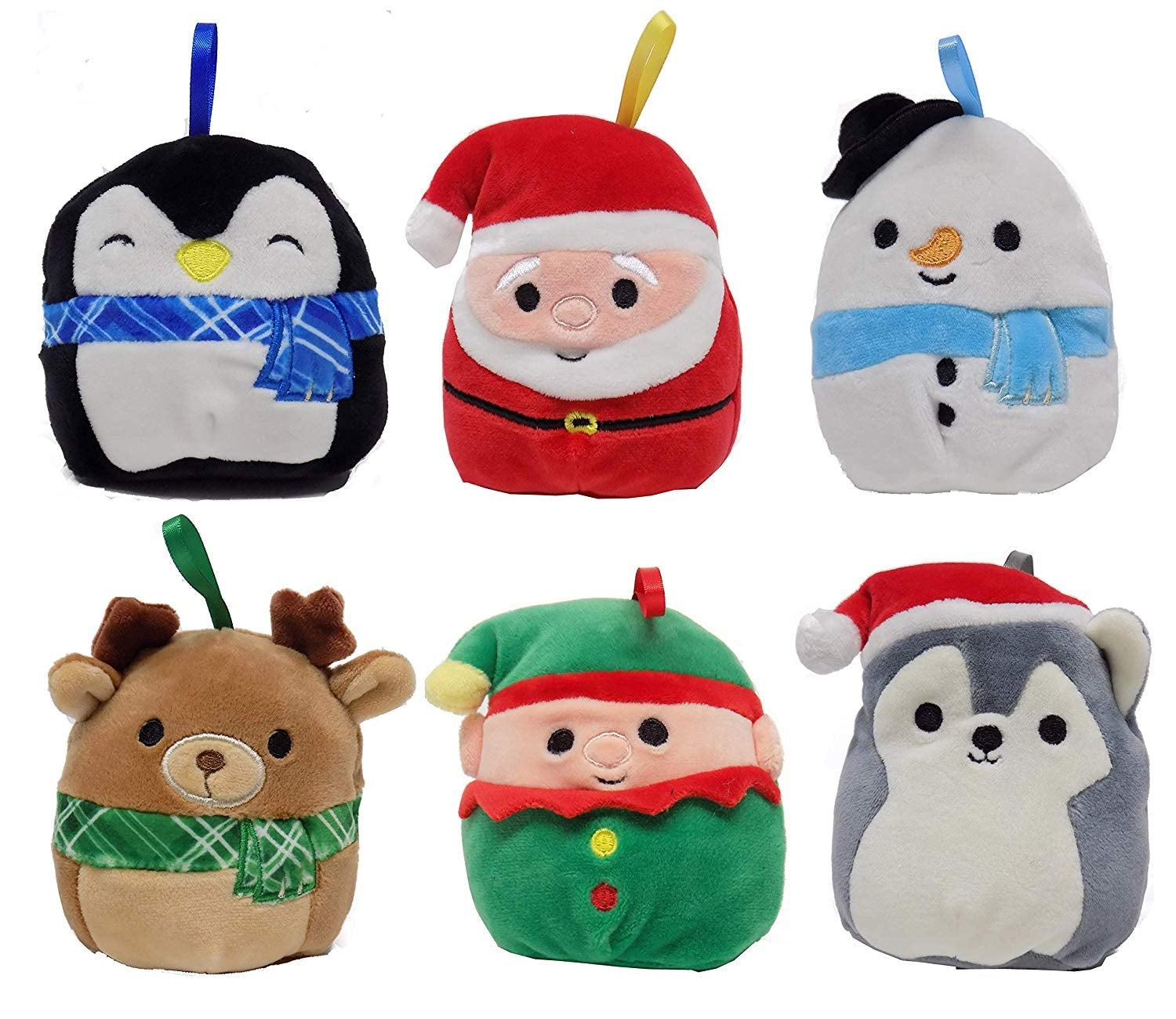 Squishmallows Christmas Holiday Mini Plush Ornament Set 6 Pack