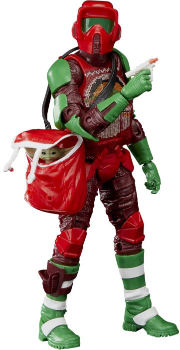 Star Wars: The Black Series: 6-Inch Scout Trooper (Holiday Edition) and Grogu in Holiday-Themed Bag