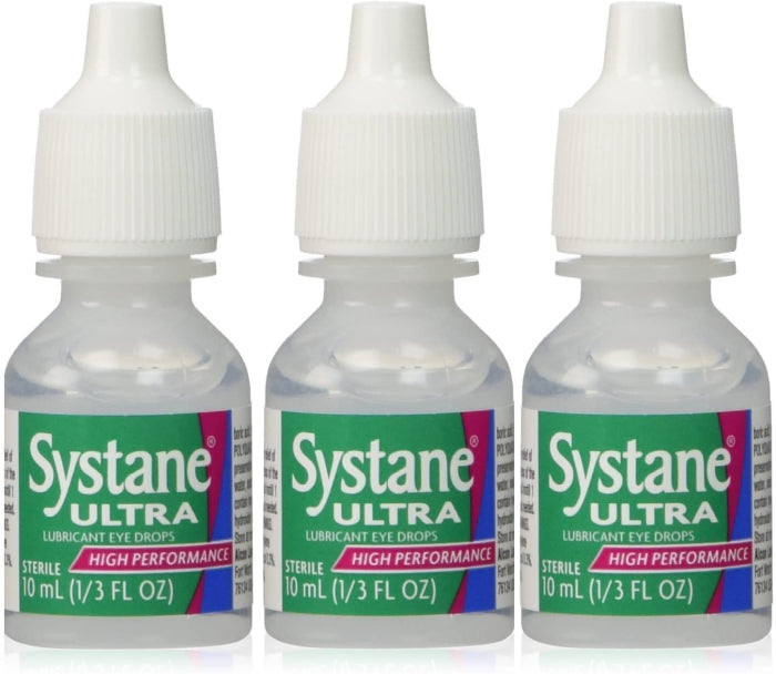 Alcon Systane Ultra Lubricant Eye Drops - High Performance - 3 X 10 ml