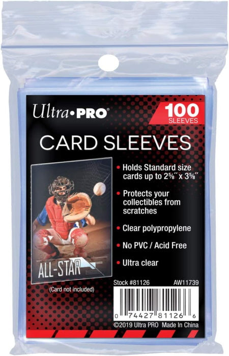 Ultra Pro Soft Card Sleeves, 2 5/8 x 3 5/8-Inches - 100 Count