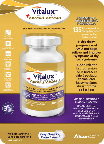 Vitalux Advanced + Omega-3 Ocular Multivitamin - 135 Softgel Capsules