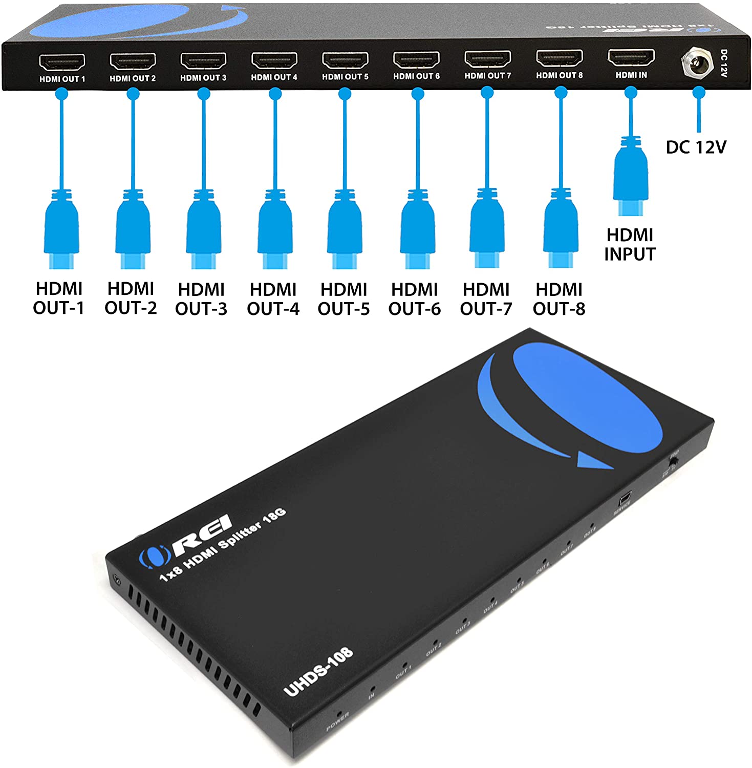 aceptable Pato Contaminado OREI UHDS-108: 1x8 Ultra HD 4K Splitter - Bombay Electronics