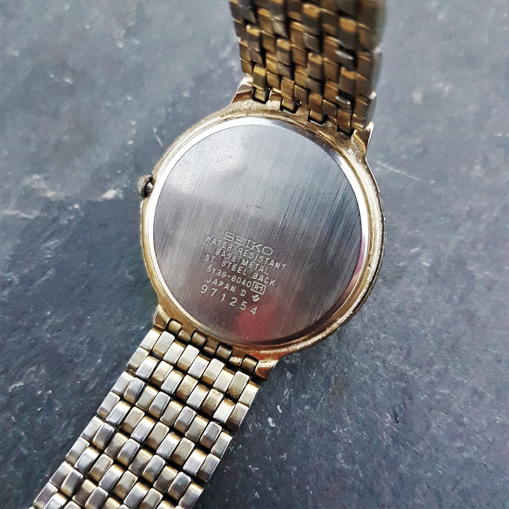 Case back of Vintage Seiko Watch, Classic Mens Gold Plated Watch Ref ...