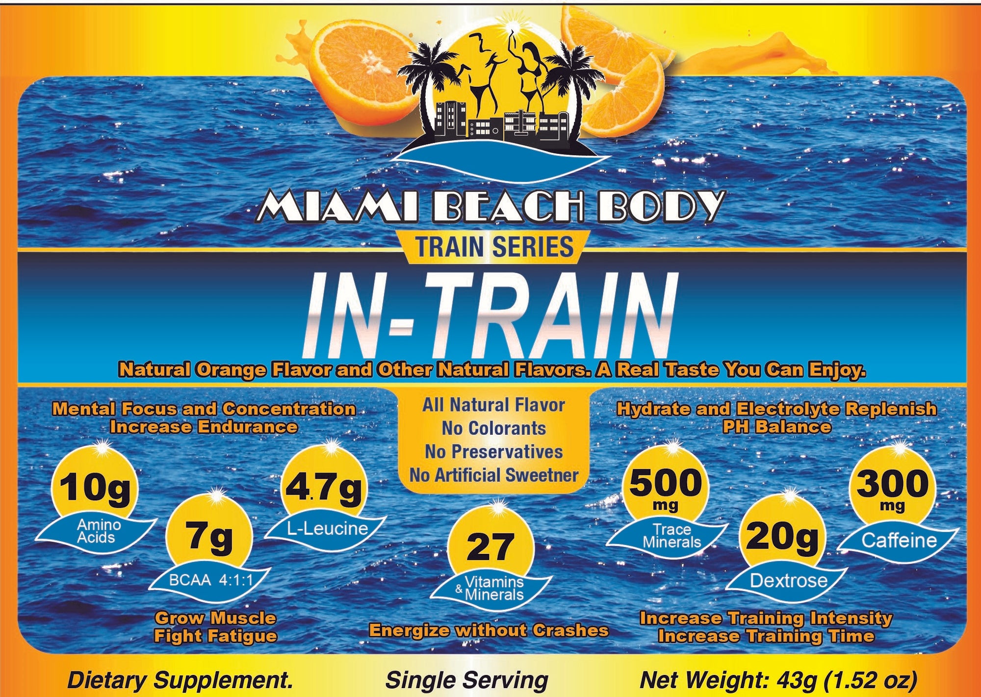 IN-TRAIN: The most advanced BCAA Intra-Workout Formulation of all Vitamins, Minerals, Trace Minerals, Aminoacids, and Other Natural Ingredients