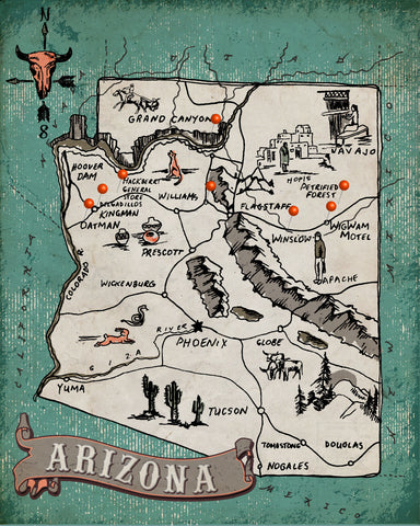 Western Itinerary Map - Route 66 Arizona