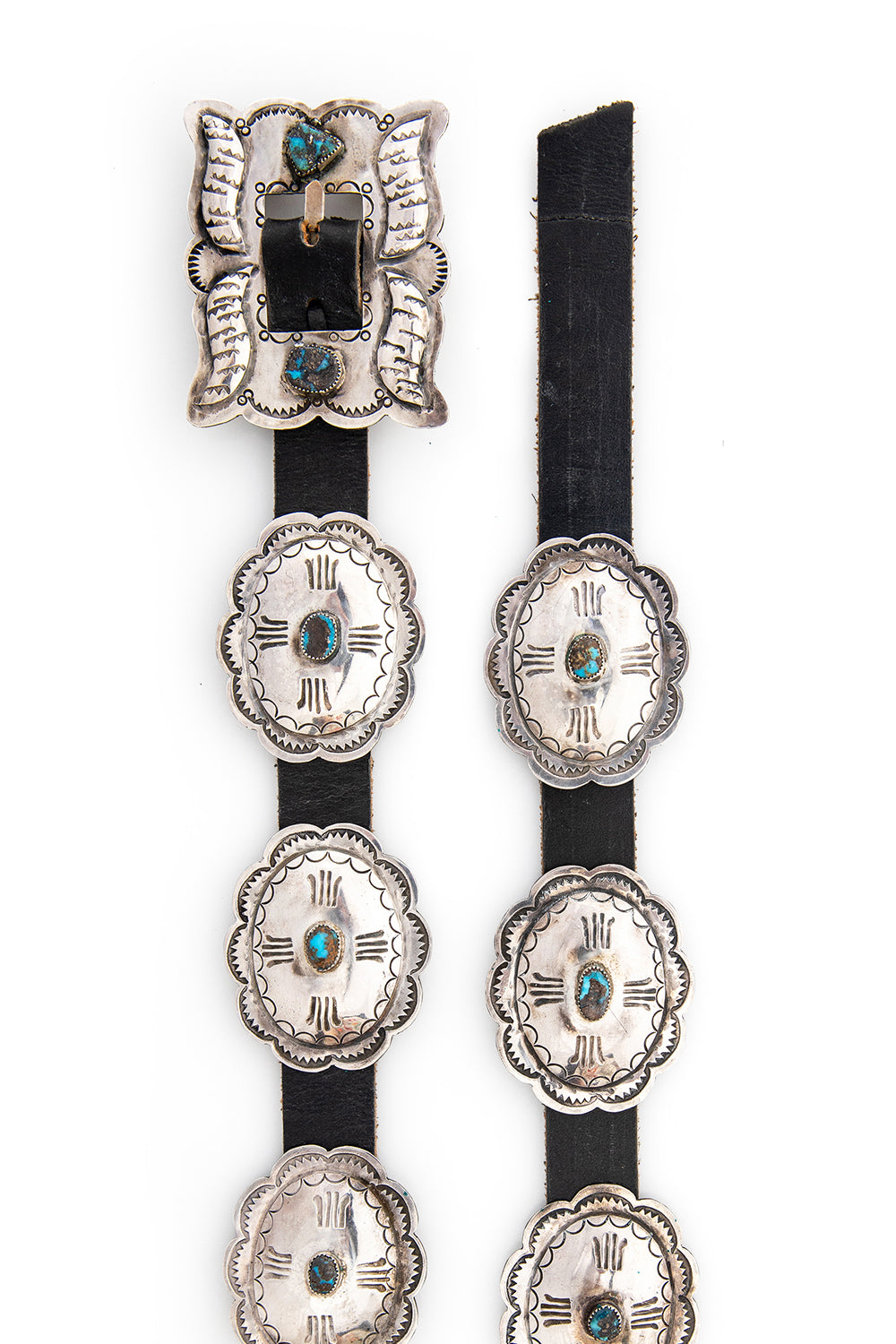 Bag, Bandolier, Leather, Sterling Silver Conchos, Turquoise, Vintage