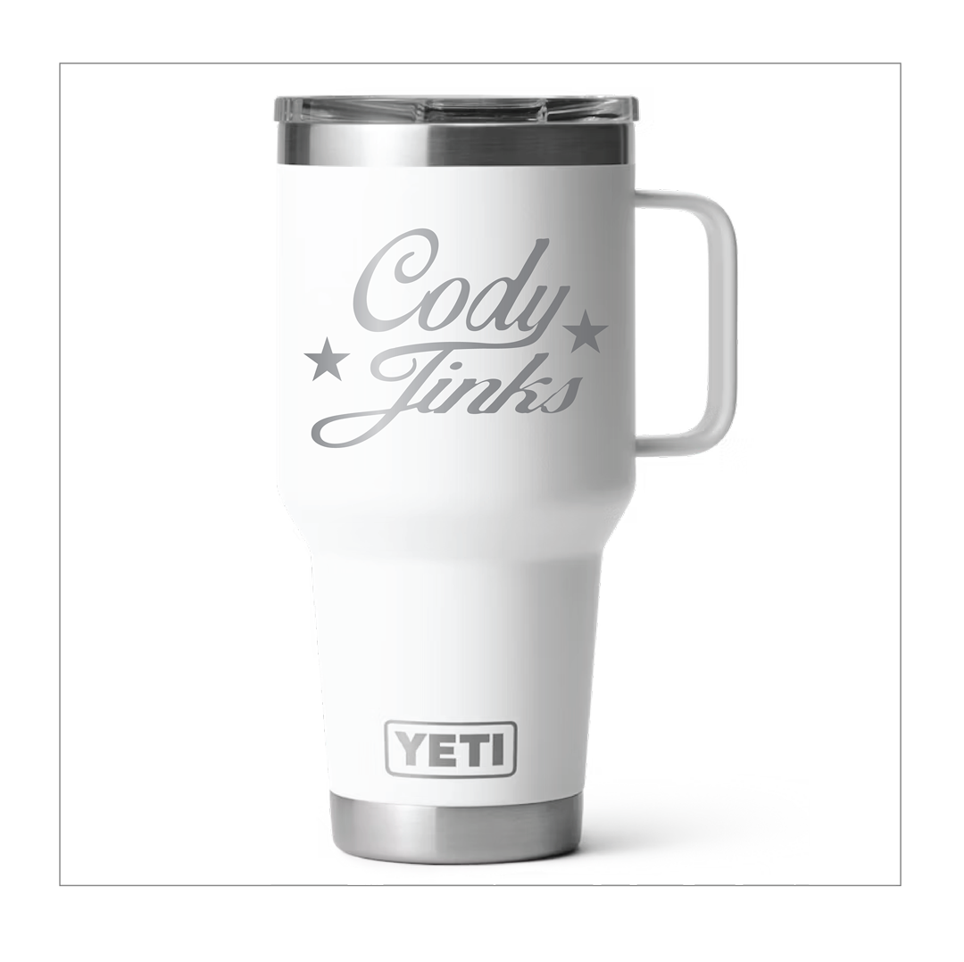 White 20oz Tumbler W/ Handle – Cody Jinks