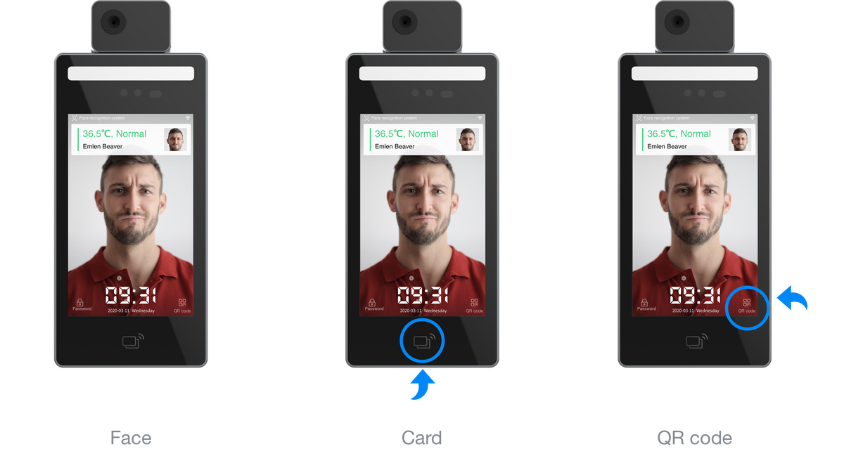 BundyPlus | Uface 8 Temp captures face, card and QR code workforce time and attendance