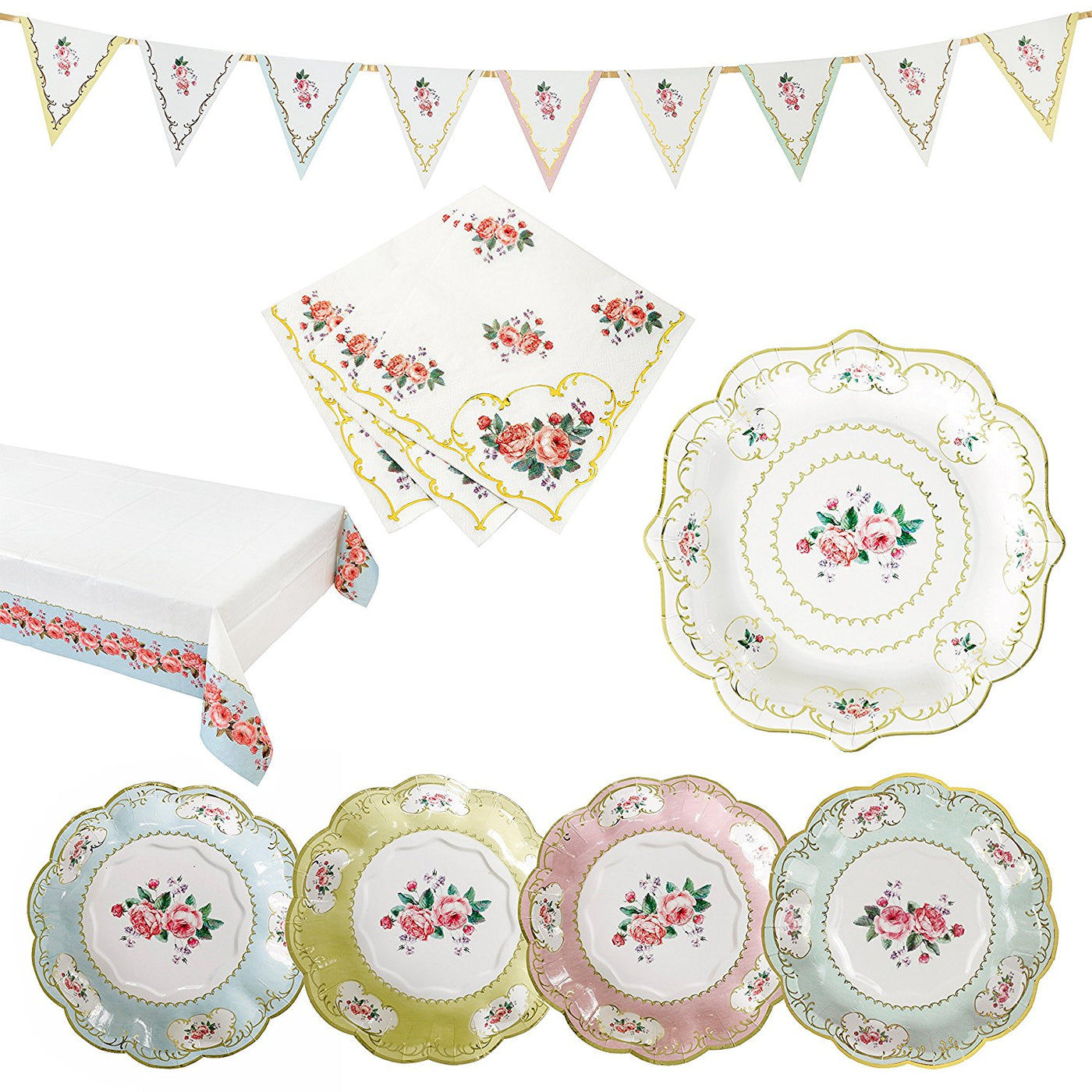 floral paper plates and napkins