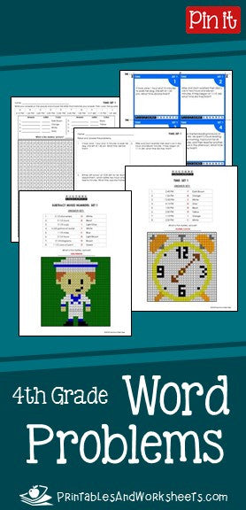 4th grade math word problems printables worksheets