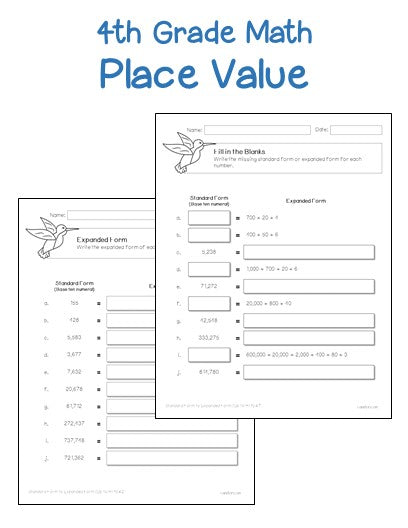 4th grade printable place value worksheets place value through