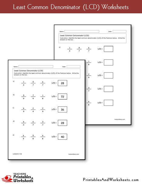 Finding Least Common Denominator Worksheet Pdf