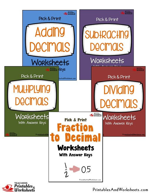 Pick Print Decimals Worksheets Bundle Printables Worksheets