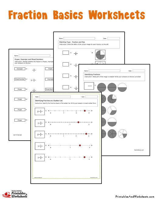 worksheet shading fractions Worksheets Printables Fundamentals  Fraction Bundle