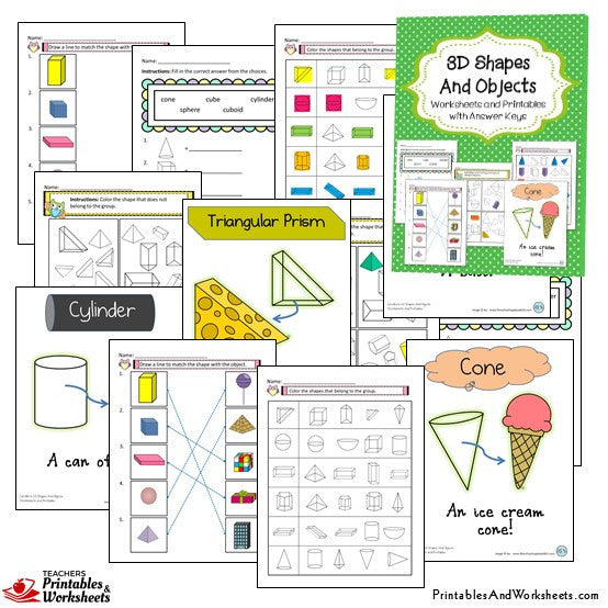 2D and 3D Shapes Worksheets Bundle - Printables & Worksheets