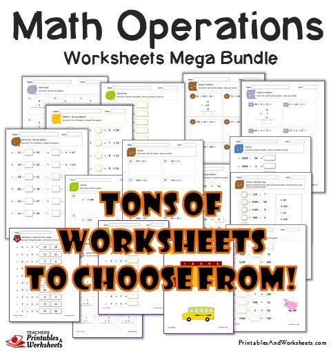 basic operations add subtract multiply divide worksheets mega bun