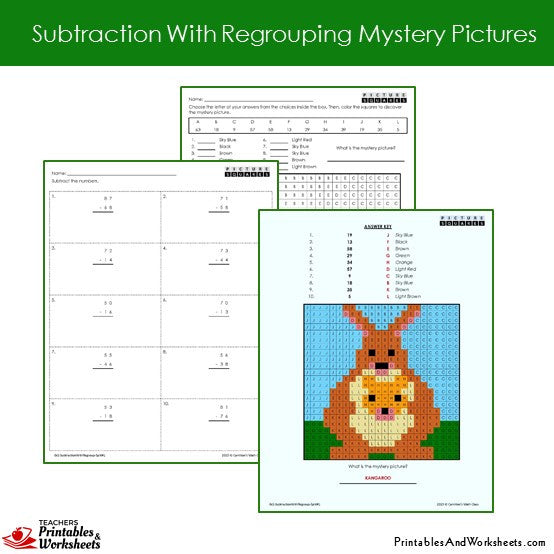 2nd grade subtraction with regrouping coloring worksheets printables worksheets