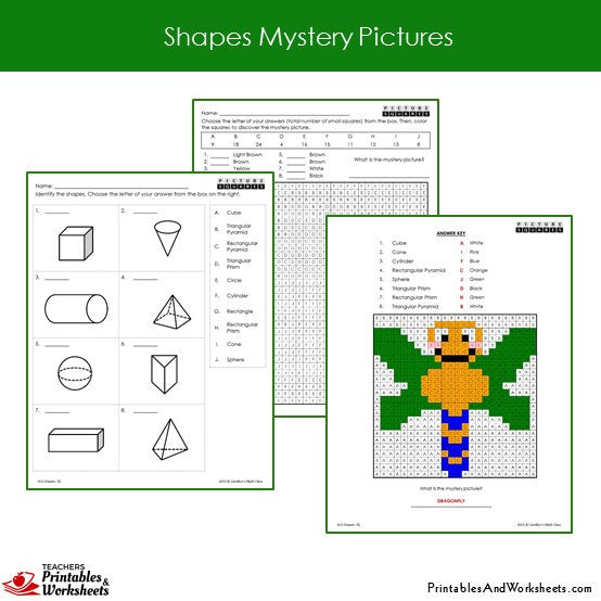 2nd grade shapes mystery pictures coloring worksheets